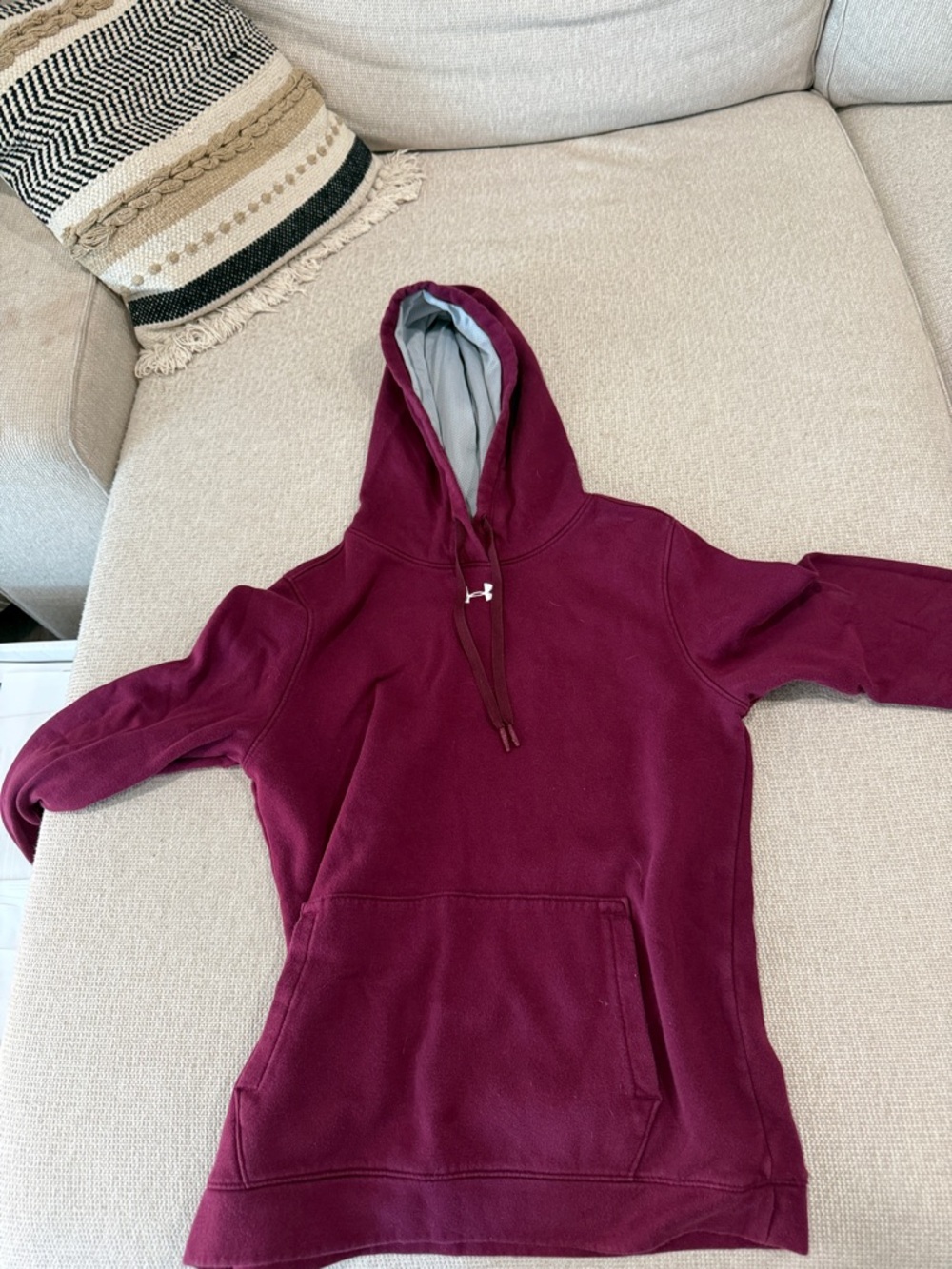 Under Armour Burgundy Hoodie with Gray Lining